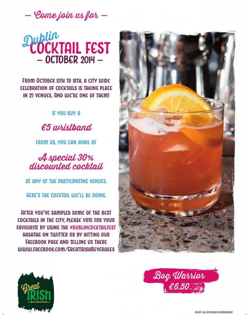 Dublin Cocktail Fest A3 Poster Koh