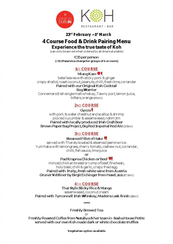 Dine In Dublin Menu 2015